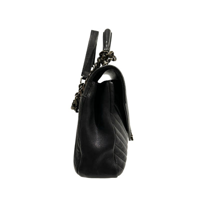 Used SAINT LAURENT Lambskin Leather College medium Shoulder Bag Black PHW