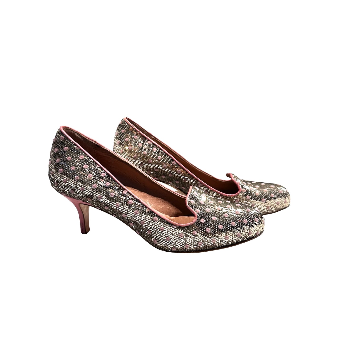 Used Valentino Heels Heels Silver Gray Pink
