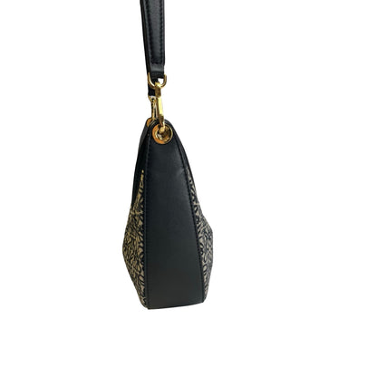 Used LOEWE Anagram Jacquard Luna Hobo Bag Navy Blue Black Beige