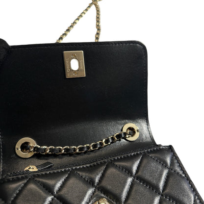Used CHANEL Quilted Lambskin Trendy CC WOC Wallet on chain Black GHW