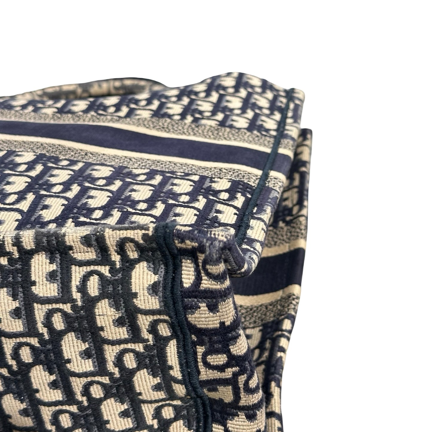 Used CHRISTIAN DIOR Oblique Embroidery Book Tote Tote Bag Blue Beige