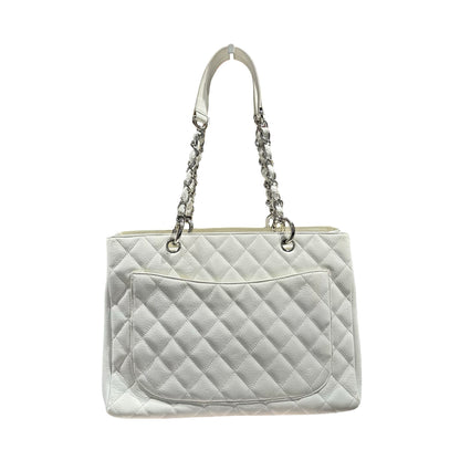 Used Chanel Calfskin Leather GST Shoulder Bag White