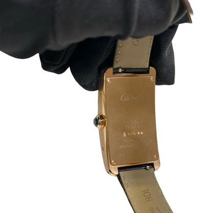 Used CARTIER Leather Gold Tank Americaine Watch Gold Brown