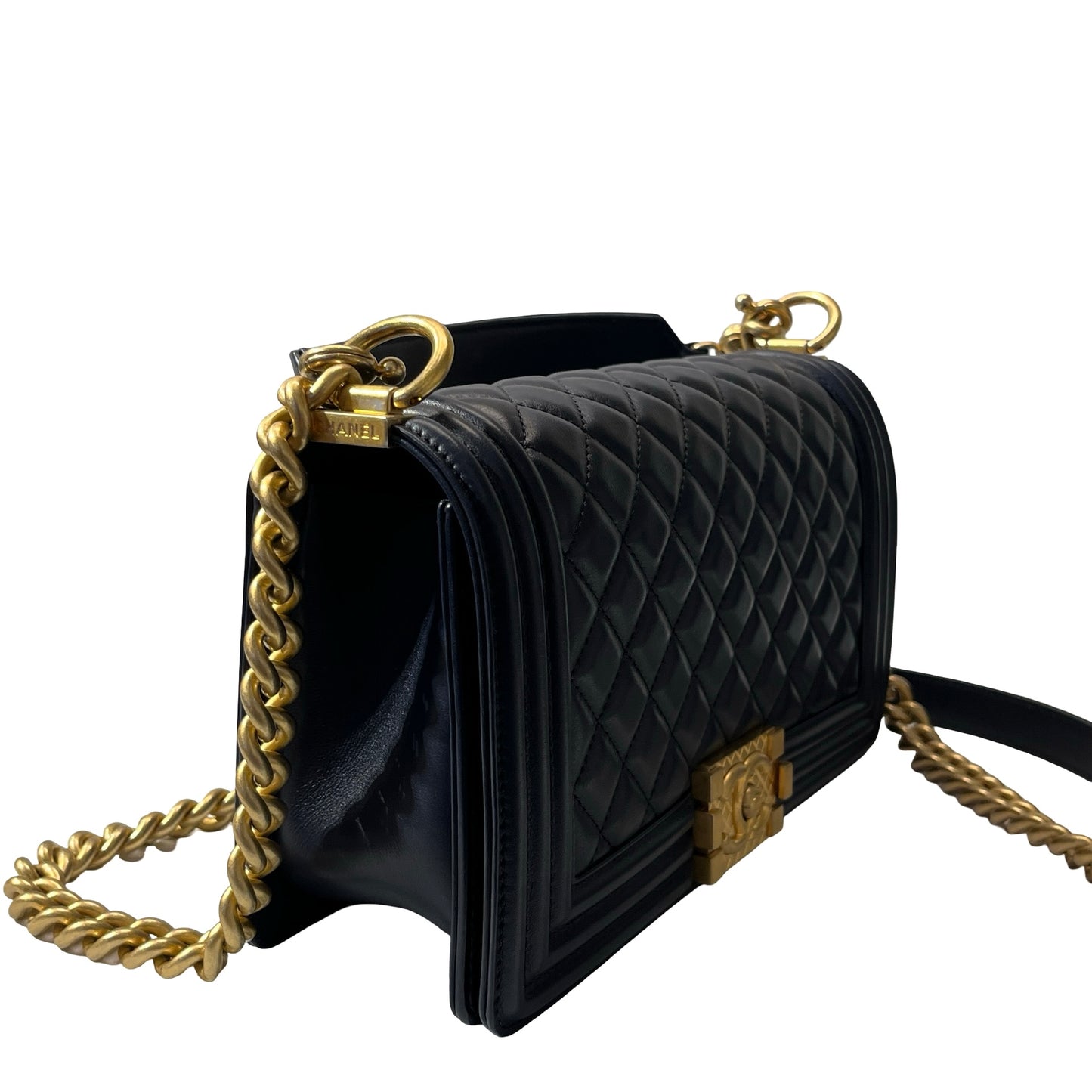 Used CHANEL Lambskin Leather Boy 25 Cross Body Bag