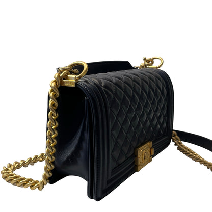 Used CHANEL Lambskin Leather Boy 25 Cross Body Bag