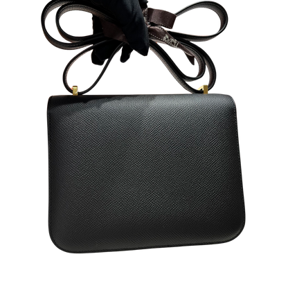 Brand New HERMES Epsom Constance Shoulder Bag Black Gold