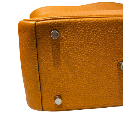 Used HERMÈS Clemence leather Lindy 26 Cross Body Bag PHW Orange (93)