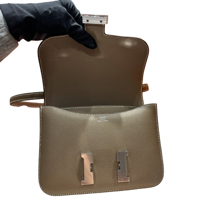 Brand New HERMES Epsom Felt Constance Cross body bag Brown Beige
