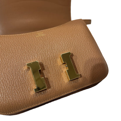 Used HERMÈS Chevre Goatskin Mini Constance Shoulder Bag GHW 2J