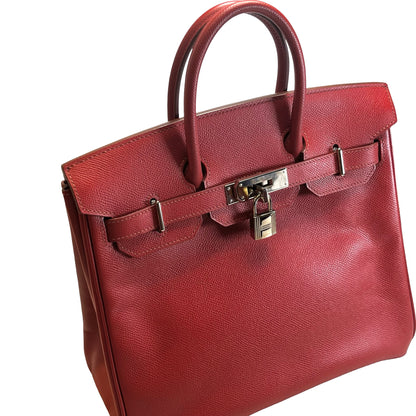 Used HERMES Epsom HAC 28 Handbag Red PHW