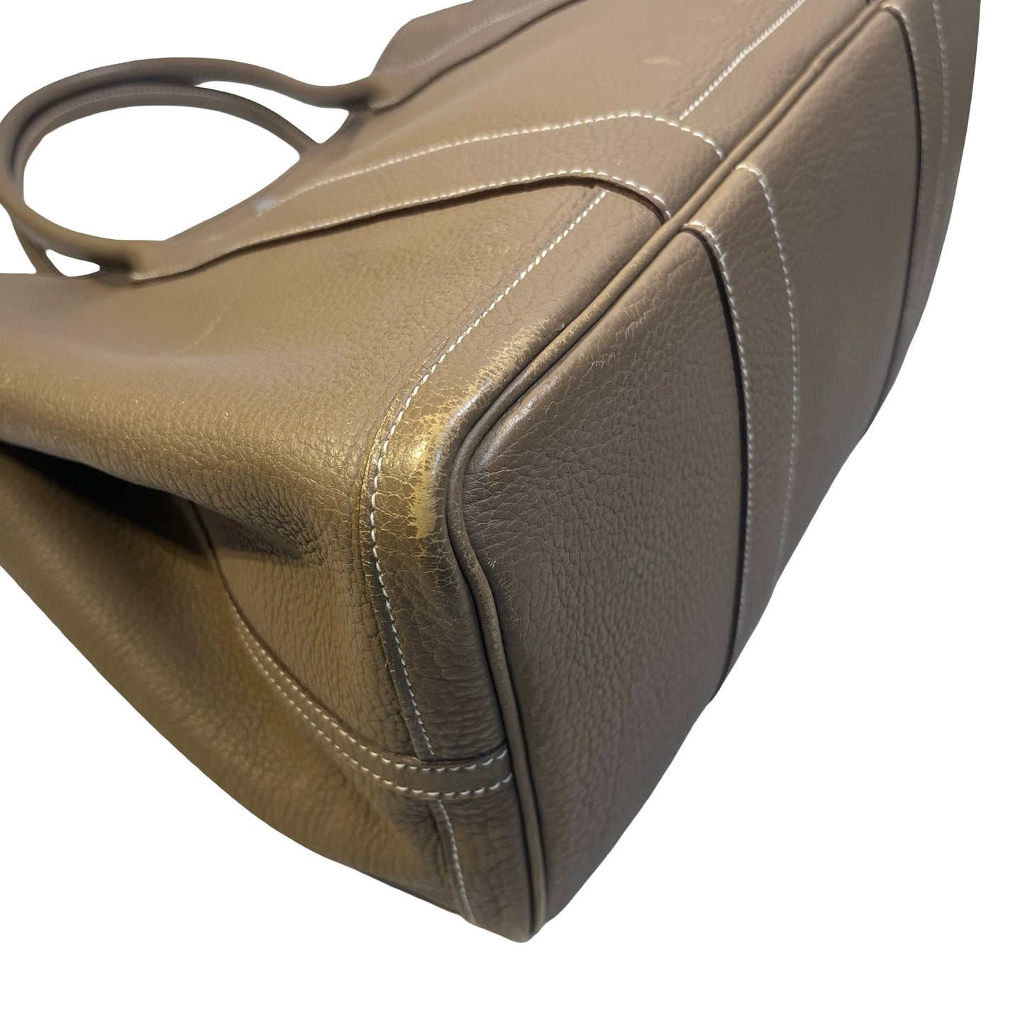 Used HERMES Leather Garden Party Tote Bag Brown