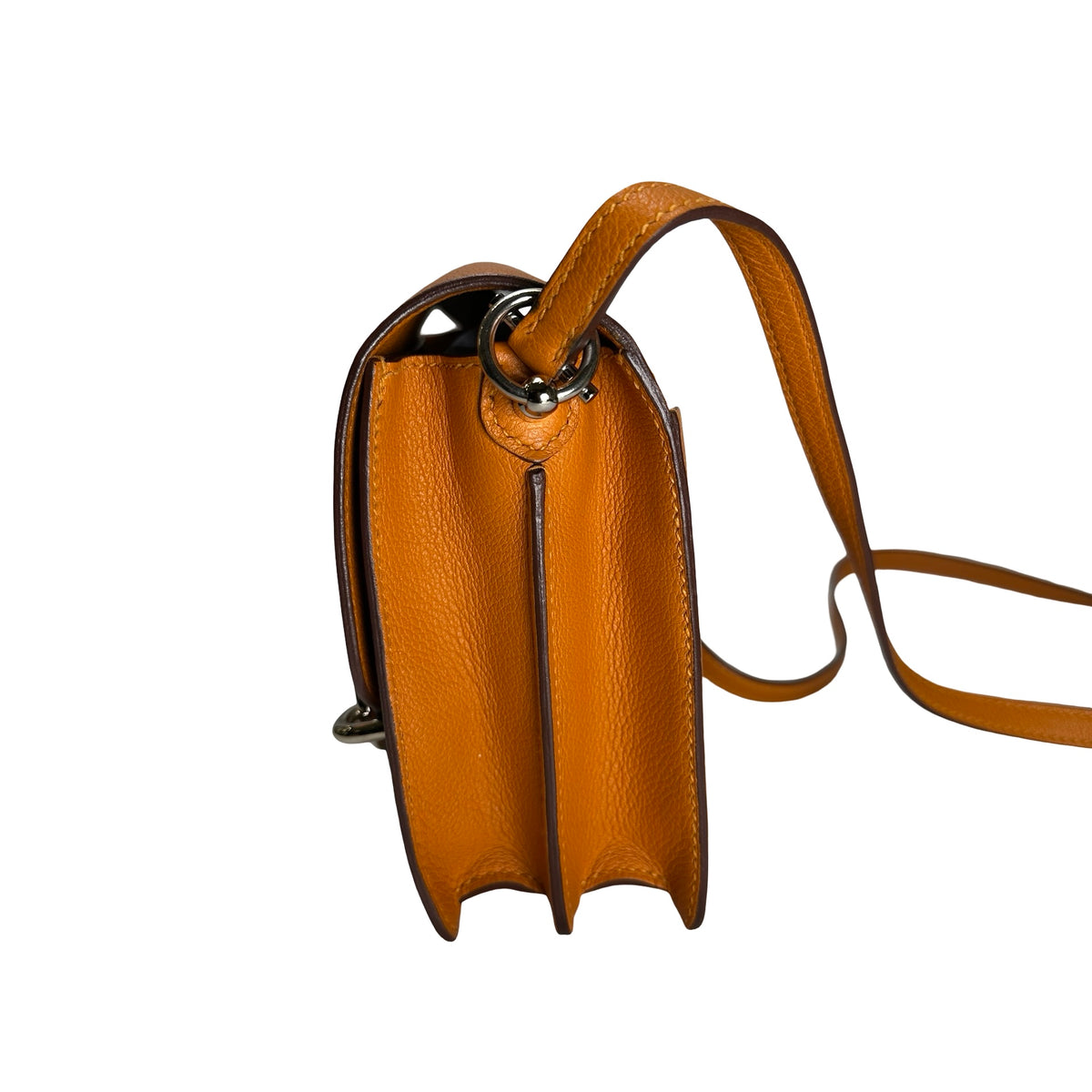 Used HERMES Leather Mini Roulis Crossbody Bag Orange