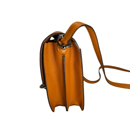 Used HERMES Leather Mini Roulis Crossbody Bag Orange