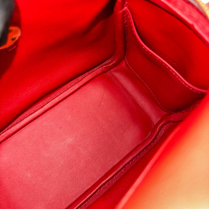 Used HERMES Swift Mini Lindy Handbag Red GHW