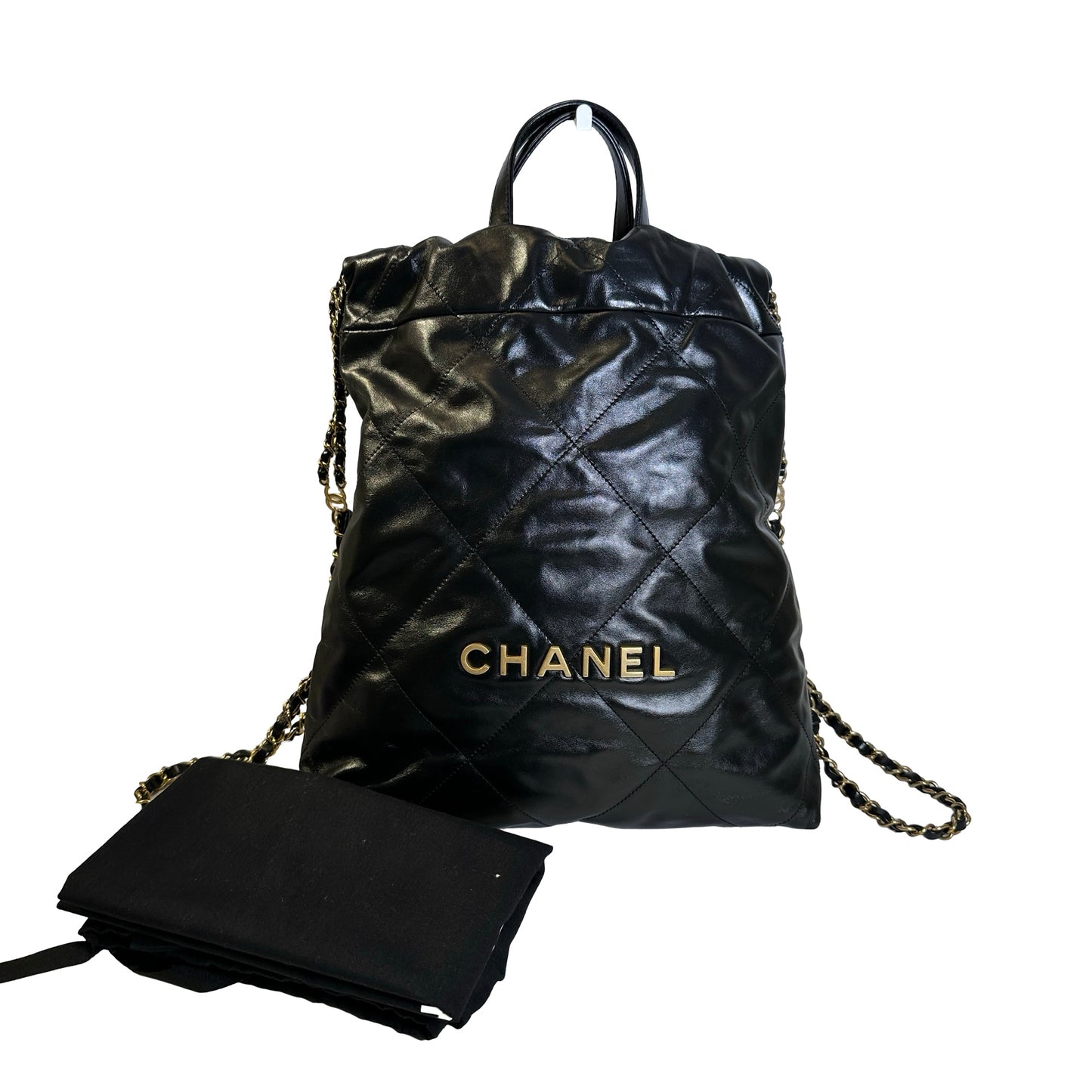 Used CHANEL Quilted Calfskin Chanel 22 Backpack Backpack Black Gold hardware