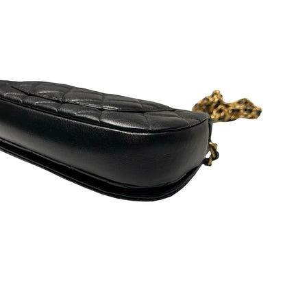 Used CHANEL Lambskin Leather Cross Body Bag Black GHW