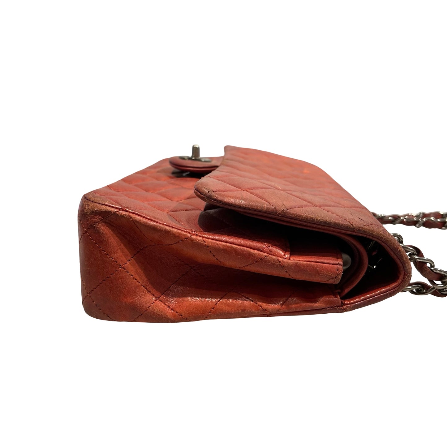 Used CHANEL Quilted Classic Flap Chain Shoulder Bag Red