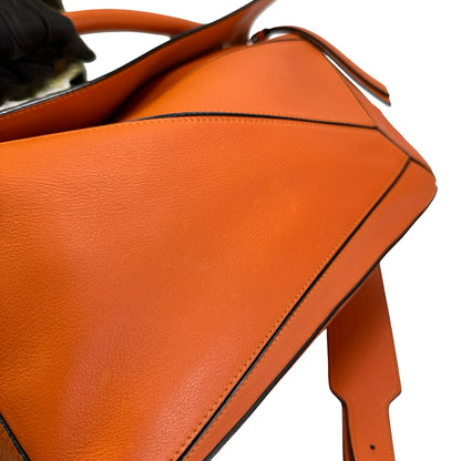 Used LOEWE Leather Puzzle Bag Handbag Orange