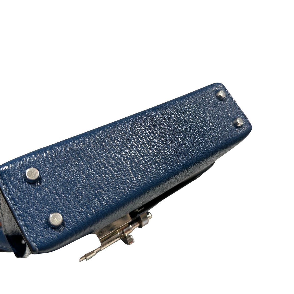 Used HERMES Chevre Mini Verrou Crossbody Bag 73 Bleu Salhir PHW