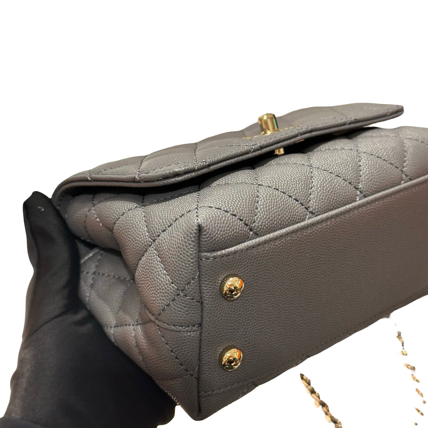 New CHANEL Calfskin Leather Mini coco handle Shoulder Bag GHW Black