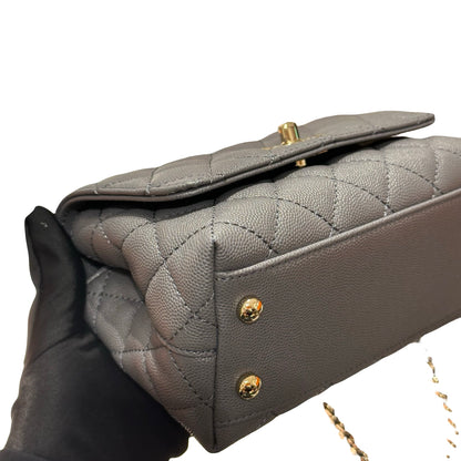 New CHANEL Calfskin Leather Mini coco handle Shoulder Bag GHW Black