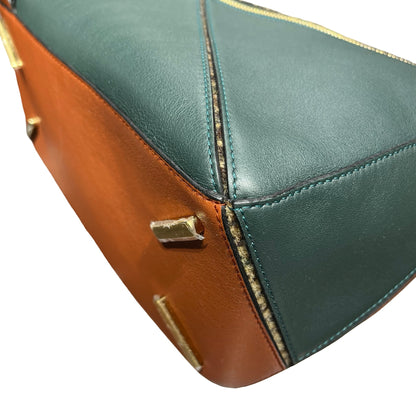 Used LOEWE Puzzle Medium Crossbody Bag Brown Green
