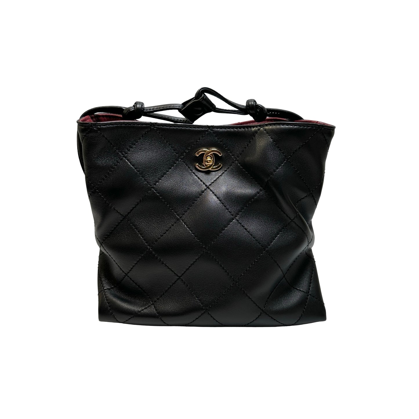 Brand New CHANEL Quilted Leather Gabrielle Hobo Bucket Bag Black Gold