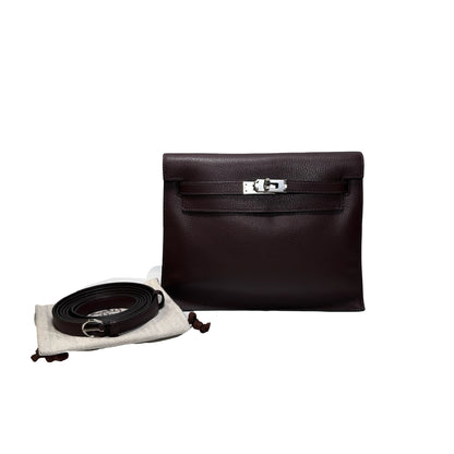 Used Hermès Clemence leather Kelly Danse Shoulder Bag Brown GHW