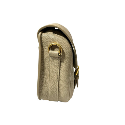 Used DIOR Calfskin Leather Bobby Cross Body Bag Beige GHW