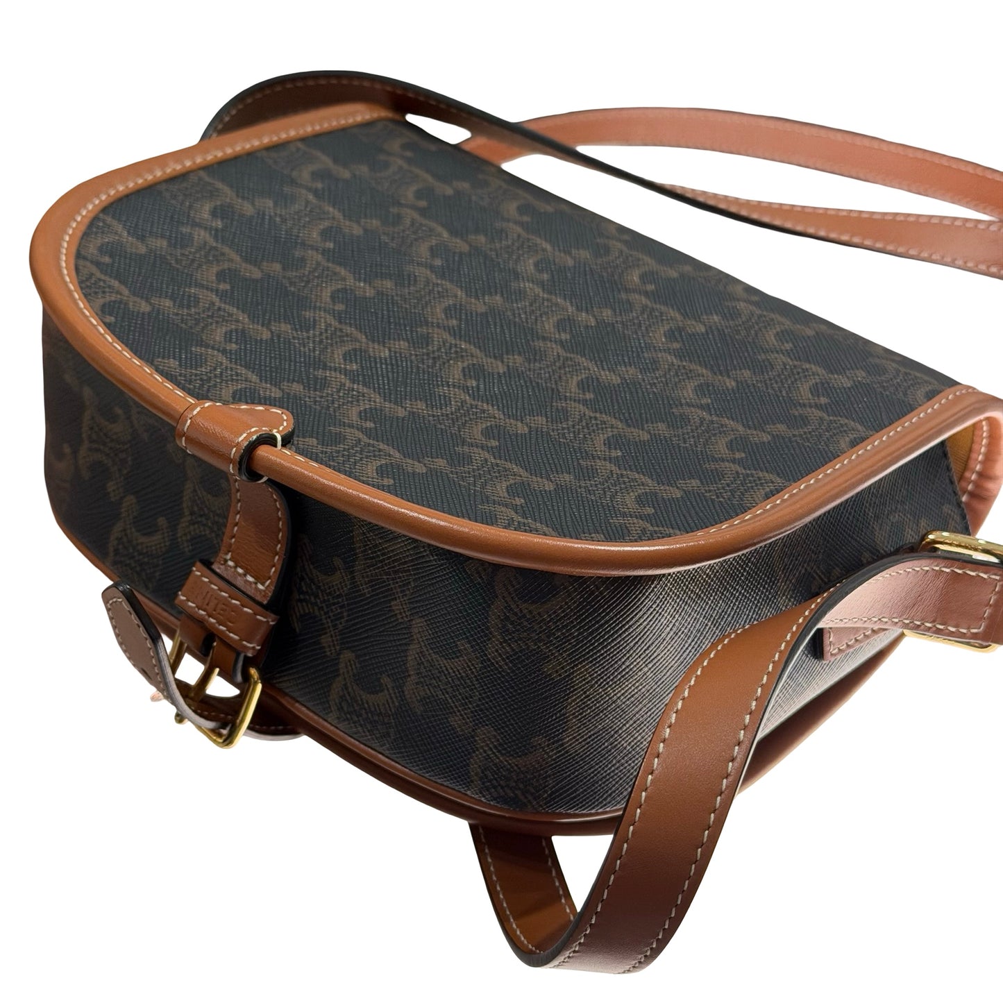 Used CÉLINE FOLCO BAG FOLCO Cross Body Bag Brown GHW