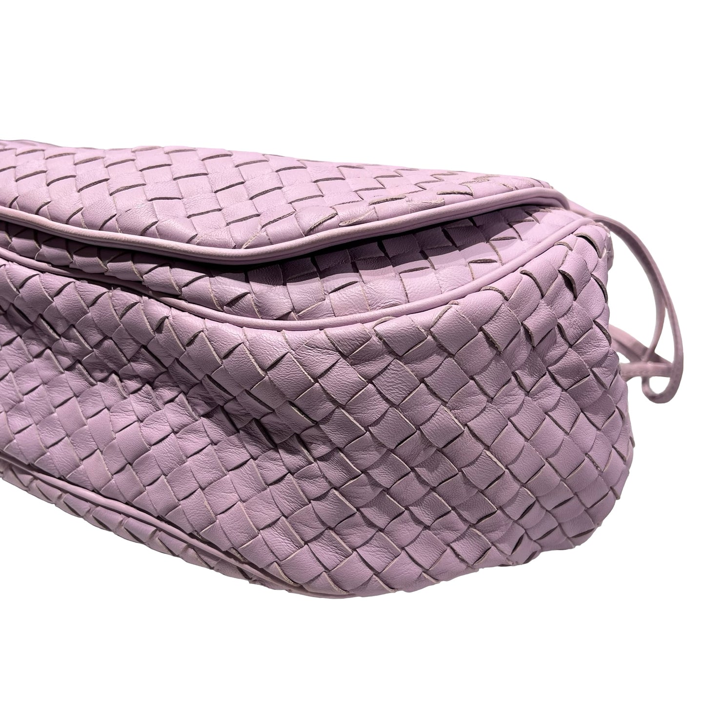 Used Bottega Veneta Lambskin Leather Cross Body Bag Light Purple