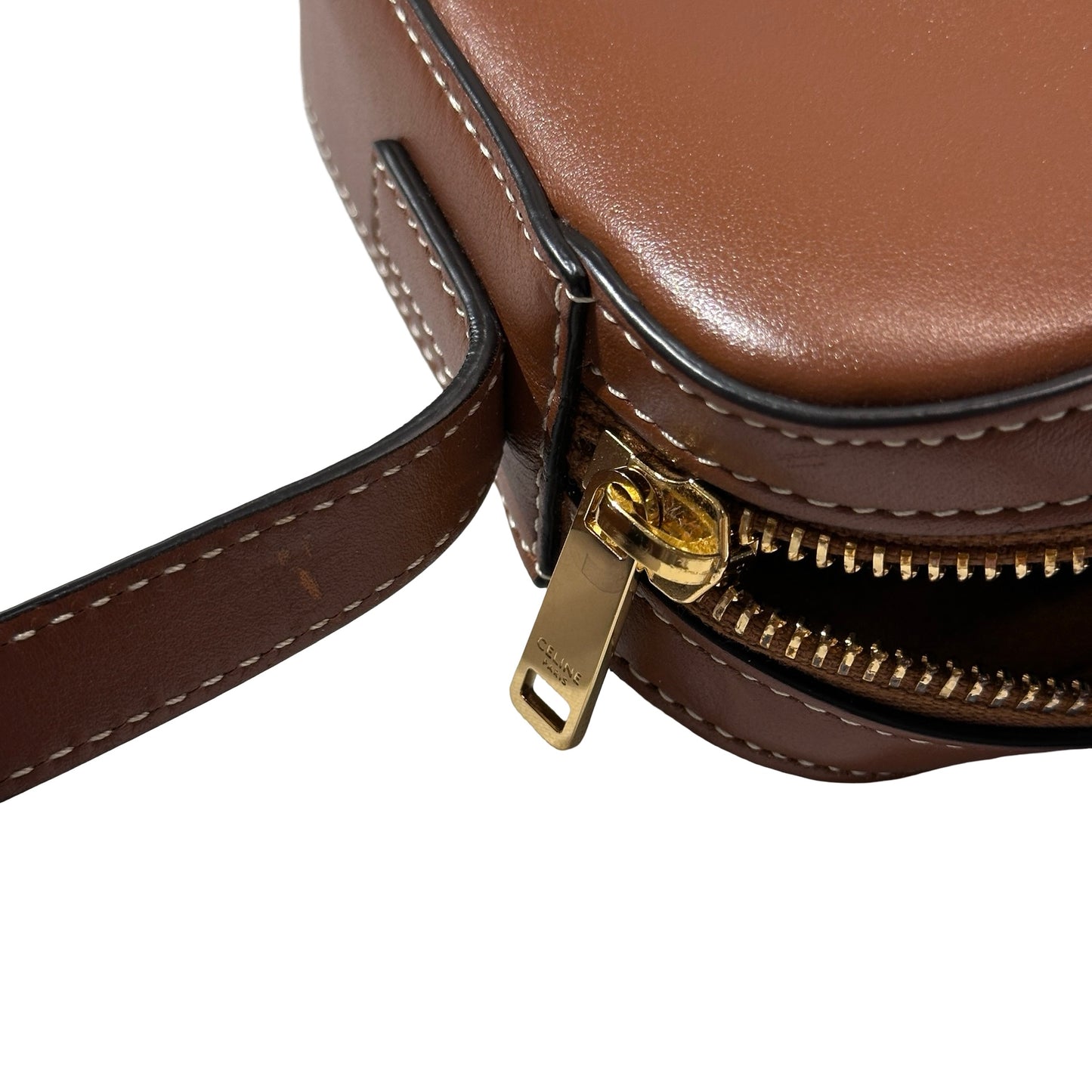 CELINE Smooth Calfskin Triomphe Hobo Camera Bag Brown