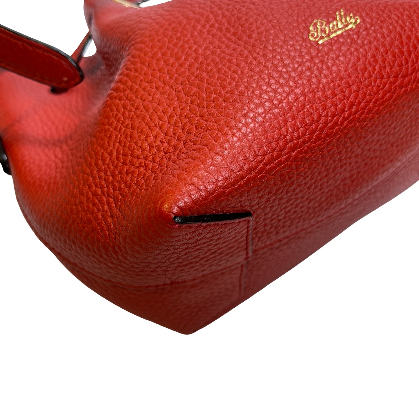 Used BALLY Leather Drawstring Bucket Bag Bucket Bag Red GHW