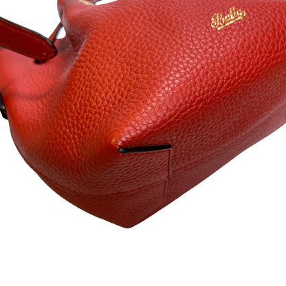 Used BALLY Leather Drawstring Bucket Bag Bucket Bag Red GHW