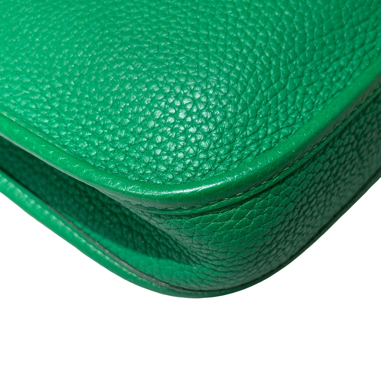 Used HERMÈS Leather MINI EVELYNE Cross Body Bag PHW Green