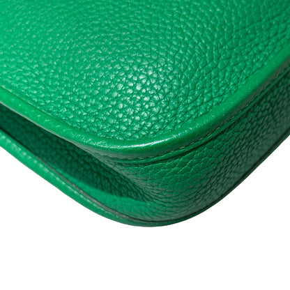 Used HERMÈS Leather MINI EVELYNE Cross Body Bag PHW Green