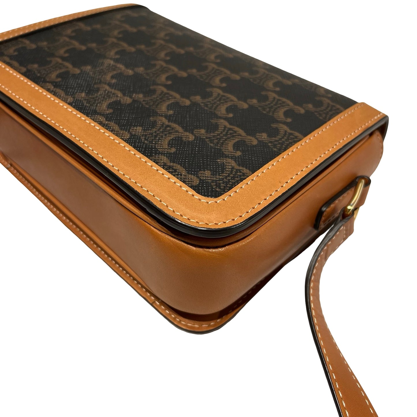Used CÉLINE Triomphe Cross Body Bag Brown GHW
