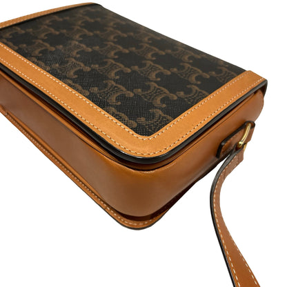 Used CÉLINE Triomphe Cross Body Bag Brown GHW
