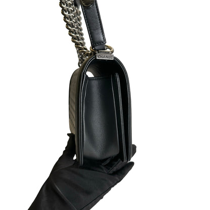 Used CHANEL Matelasse Lambskin Boy Chain shoulder bag Black Silver