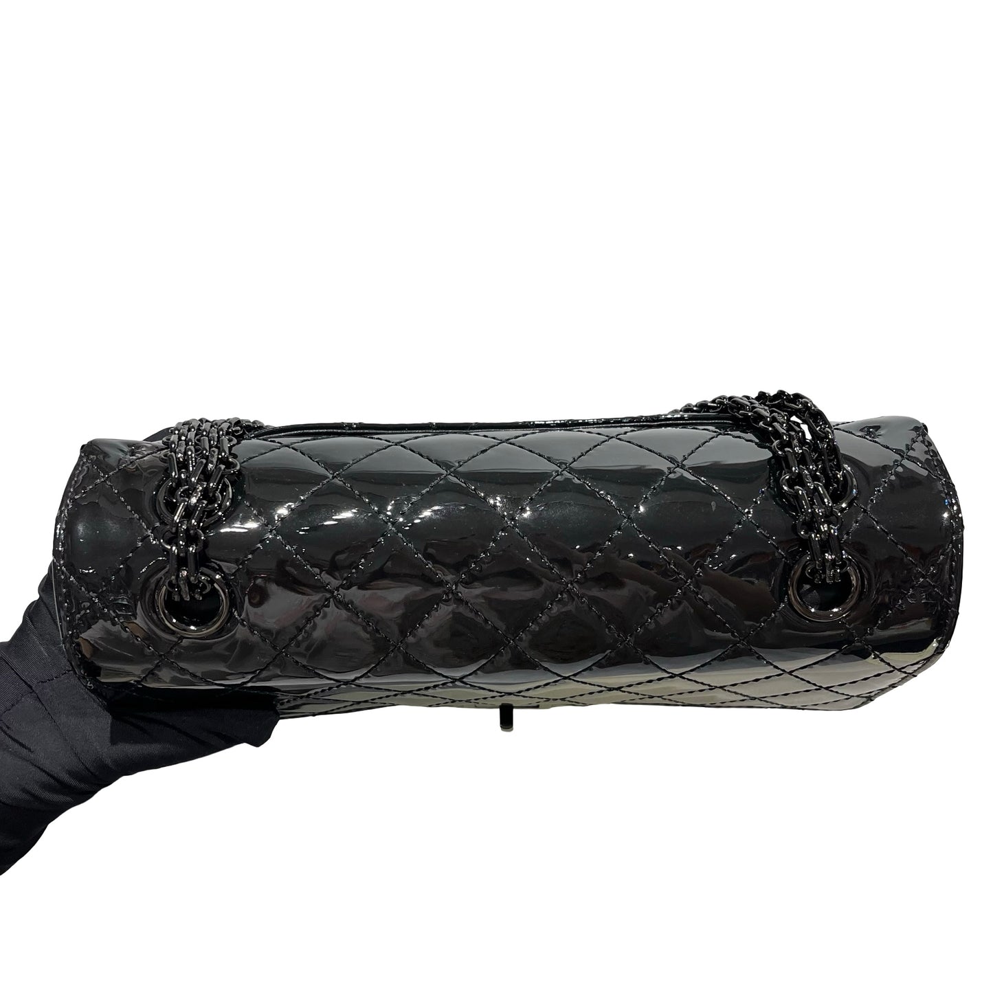 Used CHANEL Patent Leather 22A 2.55 Small 24 Shoulder Bag So black