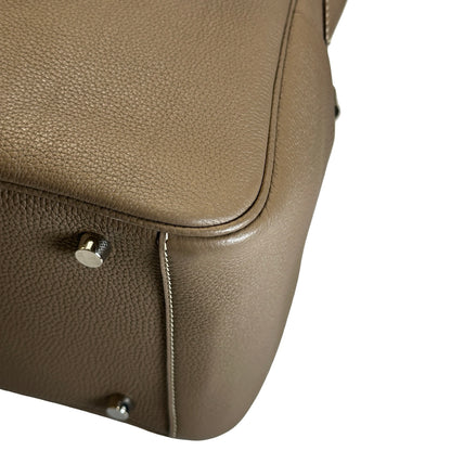 Used HERMES Leather Togo Lindy 30 Handbag Etoupe PHW