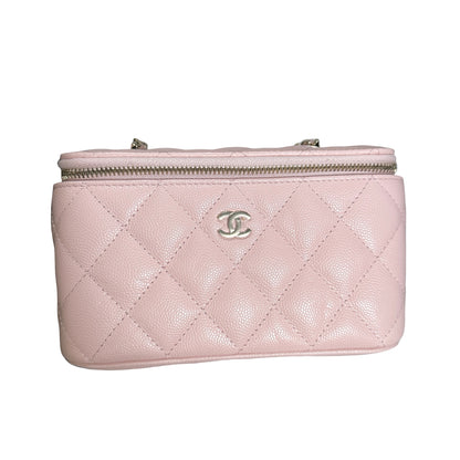 Used CHANEL Quilted Caviar Long Vanity Case Vanity case Pink