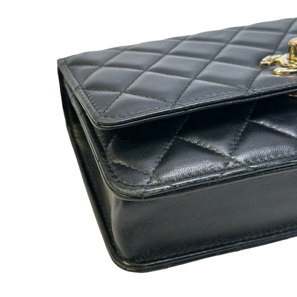 Used CHANEL Quilted Leather Wallet On Chain Wallet on chain Black