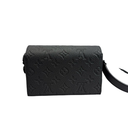 Used LOUIS VUITTON Taurillon Leather Steamer Wearable Wallet Cross Body Bag Black