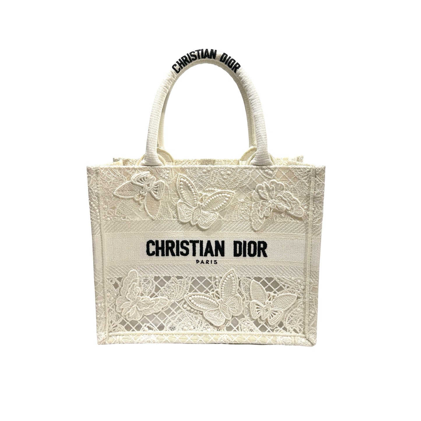 Used DIOR Book Tote Handbag White