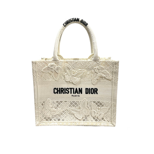 Used DIOR Book Tote Handbag White
