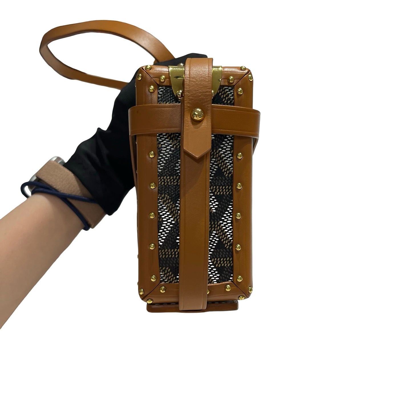Used GOYARD Goyardine Minaudiere Crossbody Bag Black Brown