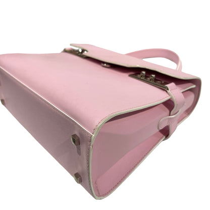 Used DELVAUX Calfskin Leather Tempete MM Shoulder Bag Pink GHW