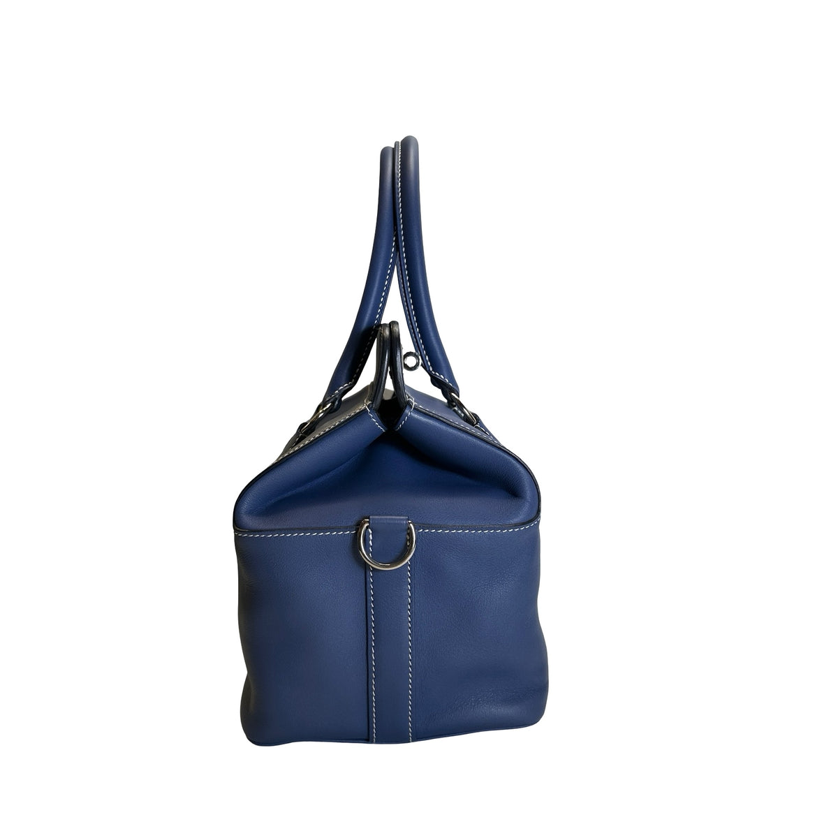 Used HERMES Leather Toolbox Handbag Blue