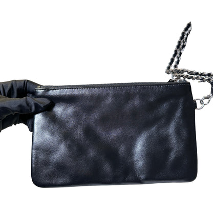 Used Chanel Shiny Calfskin 22 Hobo Bag Black PHW